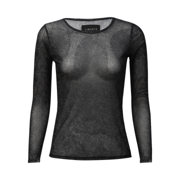 Liberté - Mesh LS T-Shirt, 22065 - Black Grey Lace