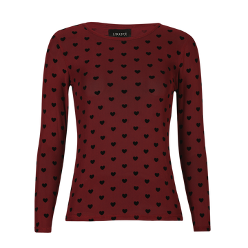 Liberté - Mesh LS T-Shirt, 22065 - Bordeaux Black Flock Heart