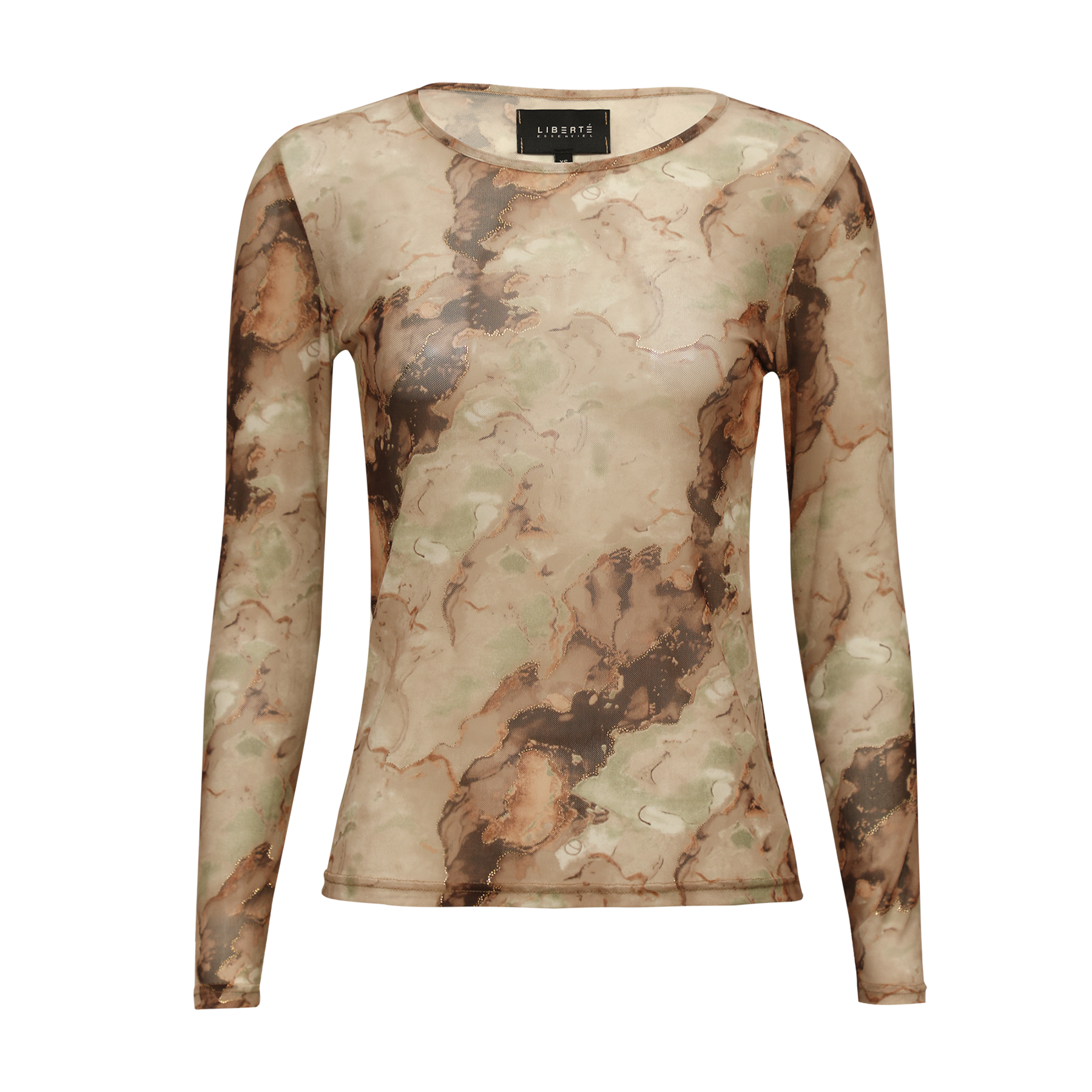 Liberté - Mesh LS T-Shirt, 22065 - Brown Gold Marble