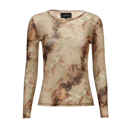 Liberté - Mesh LS T-Shirt, 22065 - Brown Gold Marble