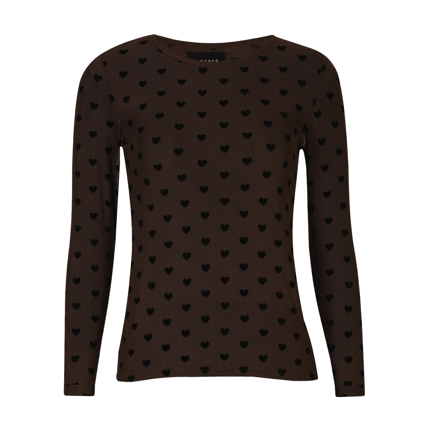 Liberté - Mesh LS T-Shirt, 22065 - Dark Brown Black Flock Heart