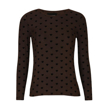 Liberté - Mesh LS T-Shirt, 22065 - Dark Brown Black Flock Heart