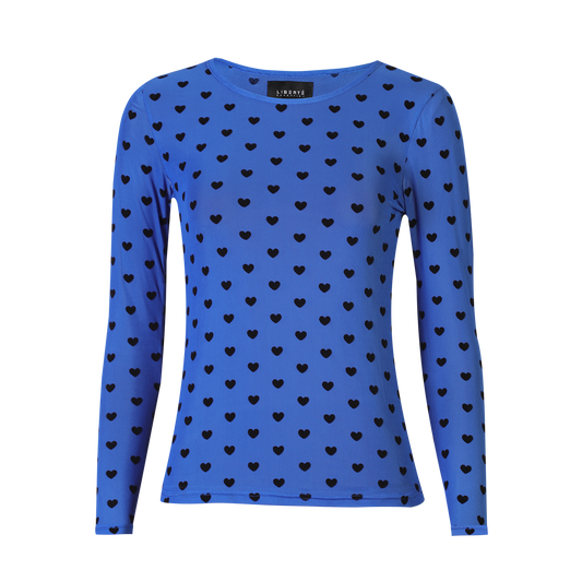 Liberté - Mesh LS T-Shirt, 22065 - Electric Blue Black Flock Heart
