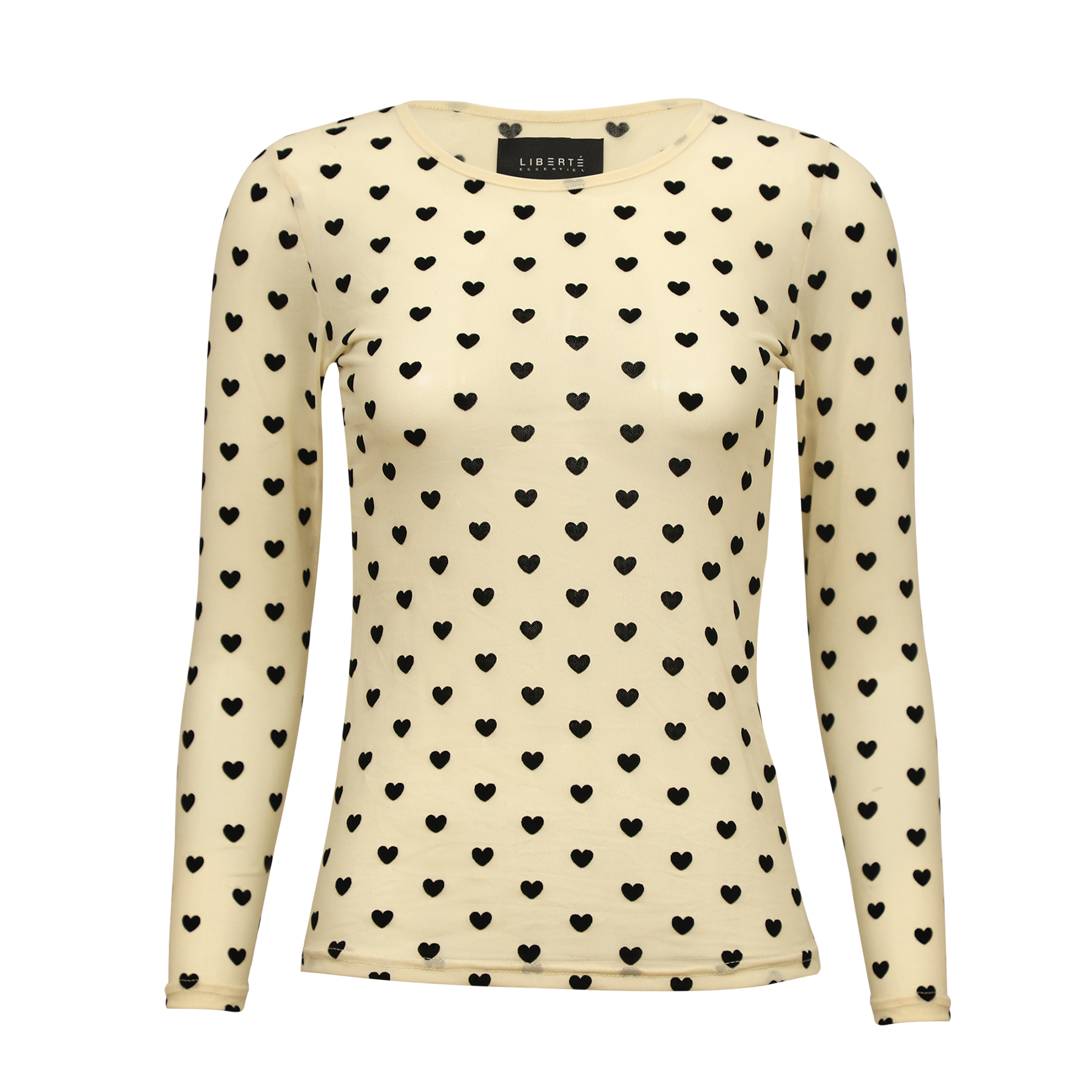 Liberté - Mesh LS T-Shirt, 22065 - Ivory Black Flock Heart