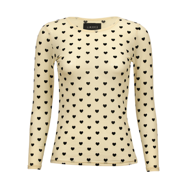 Liberté - Mesh LS T-Shirt, 22065 - Ivory Black Flock Heart