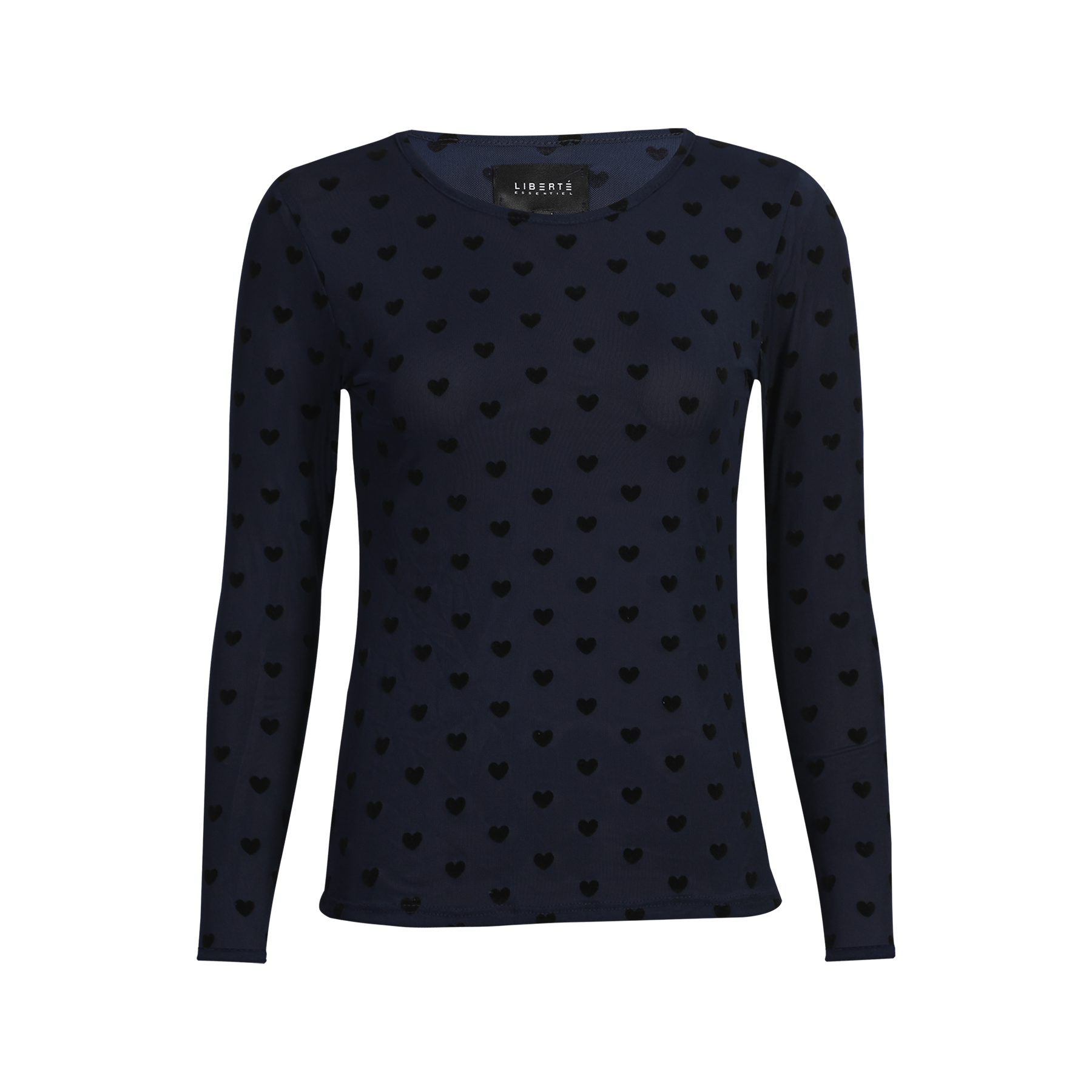 Liberté - Mesh LS T-Shirt, 22065 - Navy Black Flock Heart