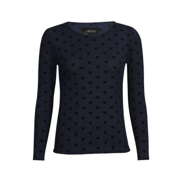 Liberté - Mesh LS T-Shirt, 22065 - Navy Black Flock Heart