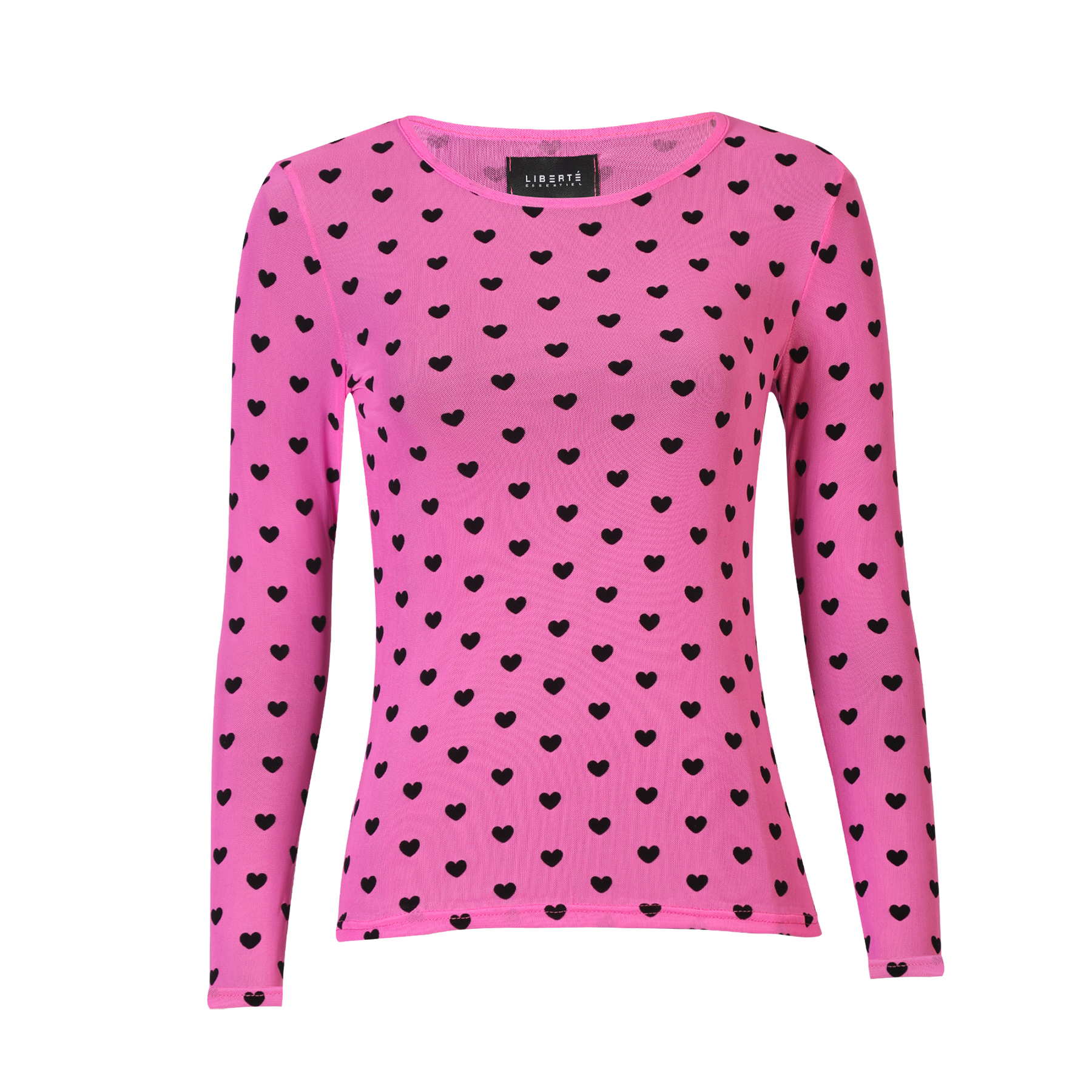 Liberté - Mesh LS T-Shirt, 22065 - Pink Black Flock Heart