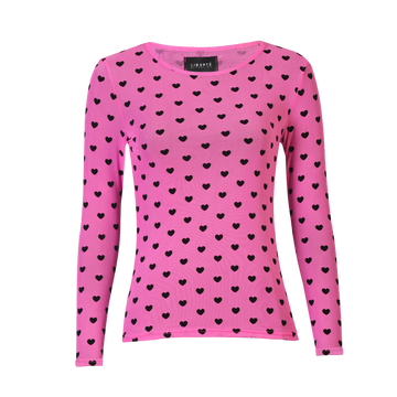 Liberté - Mesh LS T-Shirt, 22065 - Pink Black Flock Heart