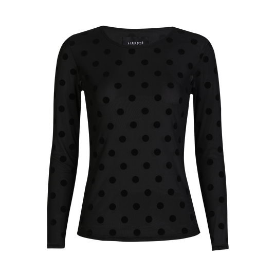 Liberté - Mesh LS T-Shirt, 22065 - Black Big Flock Dot