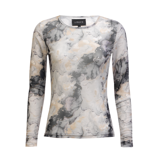 Liberté - Mesh LS T-Shirt, 22065 - Black Grey Gold Marble
