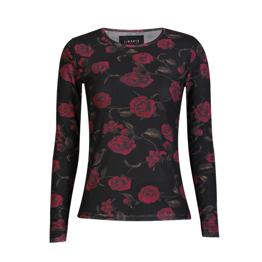 Liberté - Mesh LS T-Shirt, 22065 - Black Pink Rose