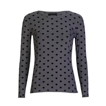 Liberté - Mesh LS T-Shirt, 22065 - Grey Black Flock Heart