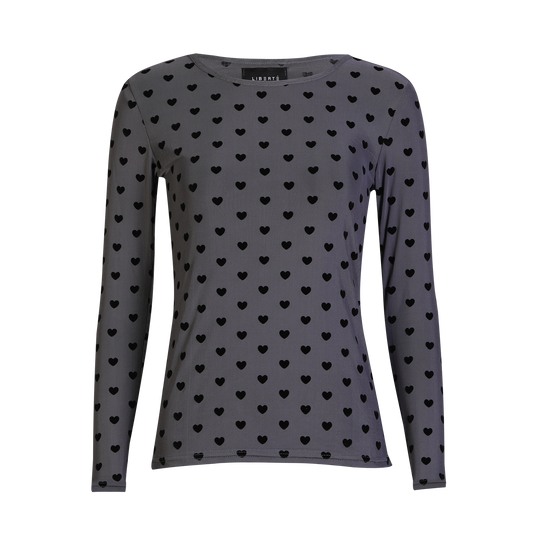 Liberté - Mesh LS T-Shirt, 22065 - Grey Black Flock Heart