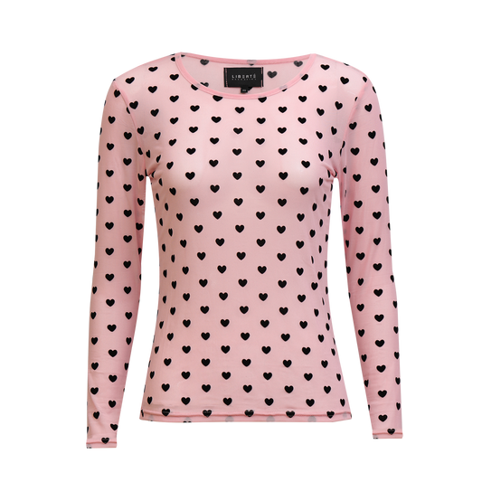 Liberté - Mesh LS T-Shirt, 22065 - Rose Black Flock Heart
