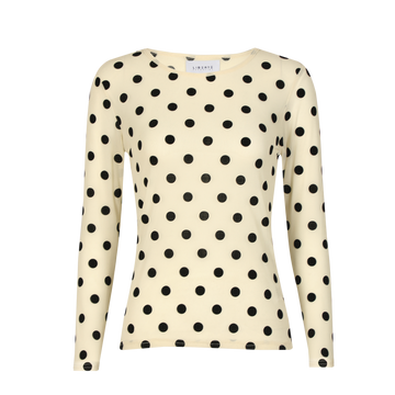 Liberté - Mesh LS T-Shirt, 22065 - Ivory Black Big Flock Dot