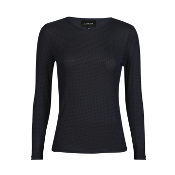 Liberté - Mesh LS T-Shirt, 22065 - Navy Black Small Flock Dot