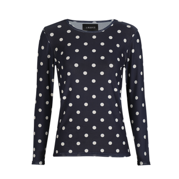 Liberté - Mesh LS T-Shirt, 22065 - Navy Creme Big Dot