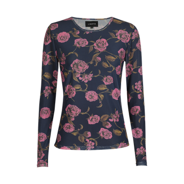 Liberté - Mesh LS T-Shirt, 22065 - Navy Pink Rose