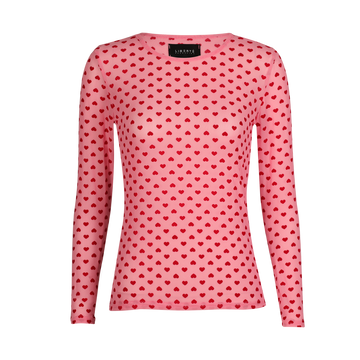 Liberté - Mesh LS T-Shirt, 22065 - Pink Red Flock Heart