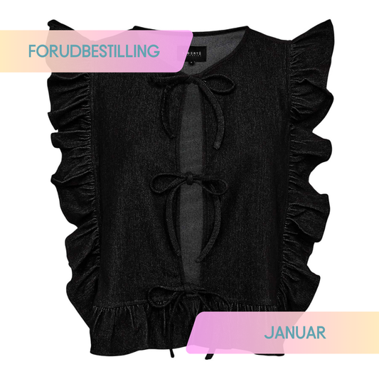 FORUDBESTILLING // Liberté - Asta Frill Vest, 22066 - Black Denim (Levering ca. uge 1)