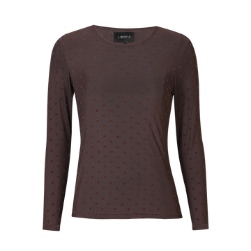Liberté - Mesh LS T-shirt, Dot, 22069 - Dark Brown Medium Dot