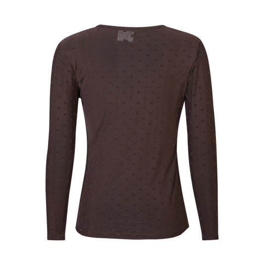 Liberté - Mesh LS T-shirt, Dot, 22069 - Dark Brown Medium Dot