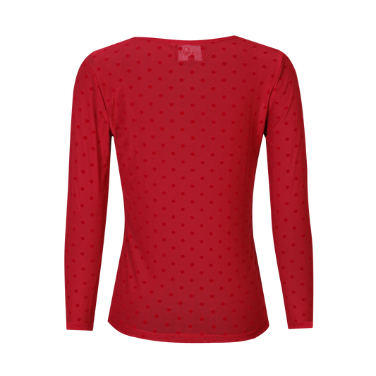 Liberté - Mesh LS T-shirt Dot, 22069 - Dark Raspberry Medium Dot