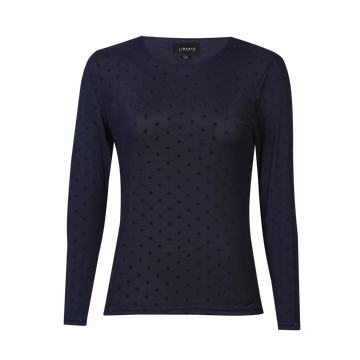 Liberté - Mesh LS Tshirt Dot, 22069 - Navy Medium Dot