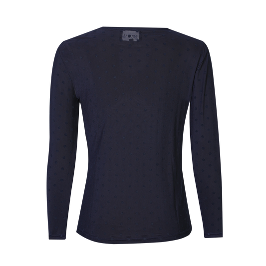 Liberté - Mesh LS Tshirt Dot, 22069 - Navy Medium Dot