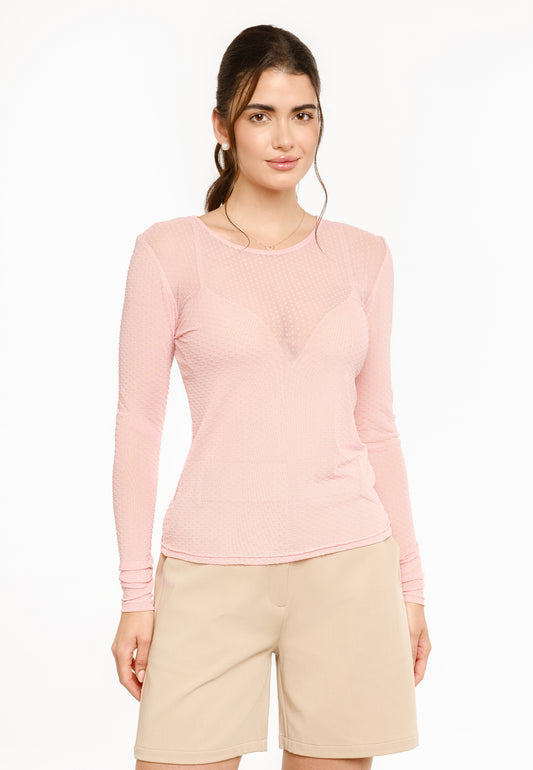 Liberté - Mesh LS T-Shirt Dot, 22069 - Rose