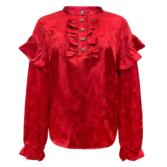 Liberté - Tia LS Frill Blouse, 22075 - Red Bow