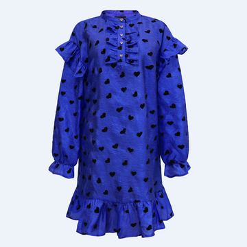 Liberté - Tia LS Frill Dress, 22076 - Cobolt Blue Black Heart