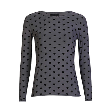 Liberté - Mesh LS T-Shirt Flock, 22081 - Dark Grey Heart
