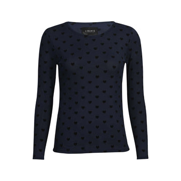Liberté - Mesh LS T-Shirt Flock, 22081 - Navy Heart