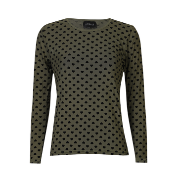 Liberté - Mesh LS T-shirt Flock, 22081 - Army Medium Heart