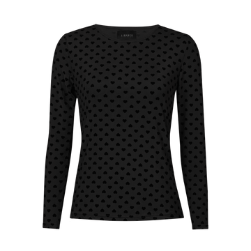 Liberté - Mesh LS Tshirt Flock, 22081 - Black Medium Heart