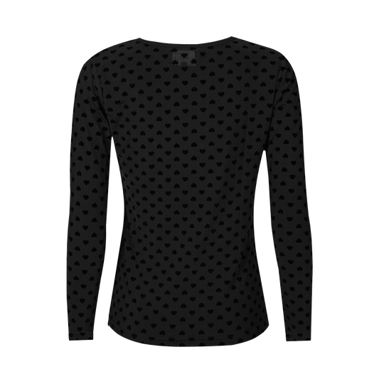 Liberté - Mesh LS Tshirt Flock, 22081 - Black Medium Heart