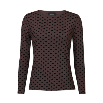 Liberté - Mesh LS T-shirt Flock, 22081 - Dark Brown Medium Heart