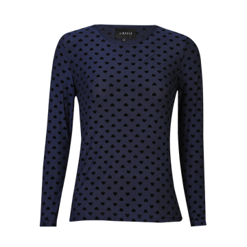 Liberté - Mesh LS T-shirt Flock, 22081 - Navy Medium Heart