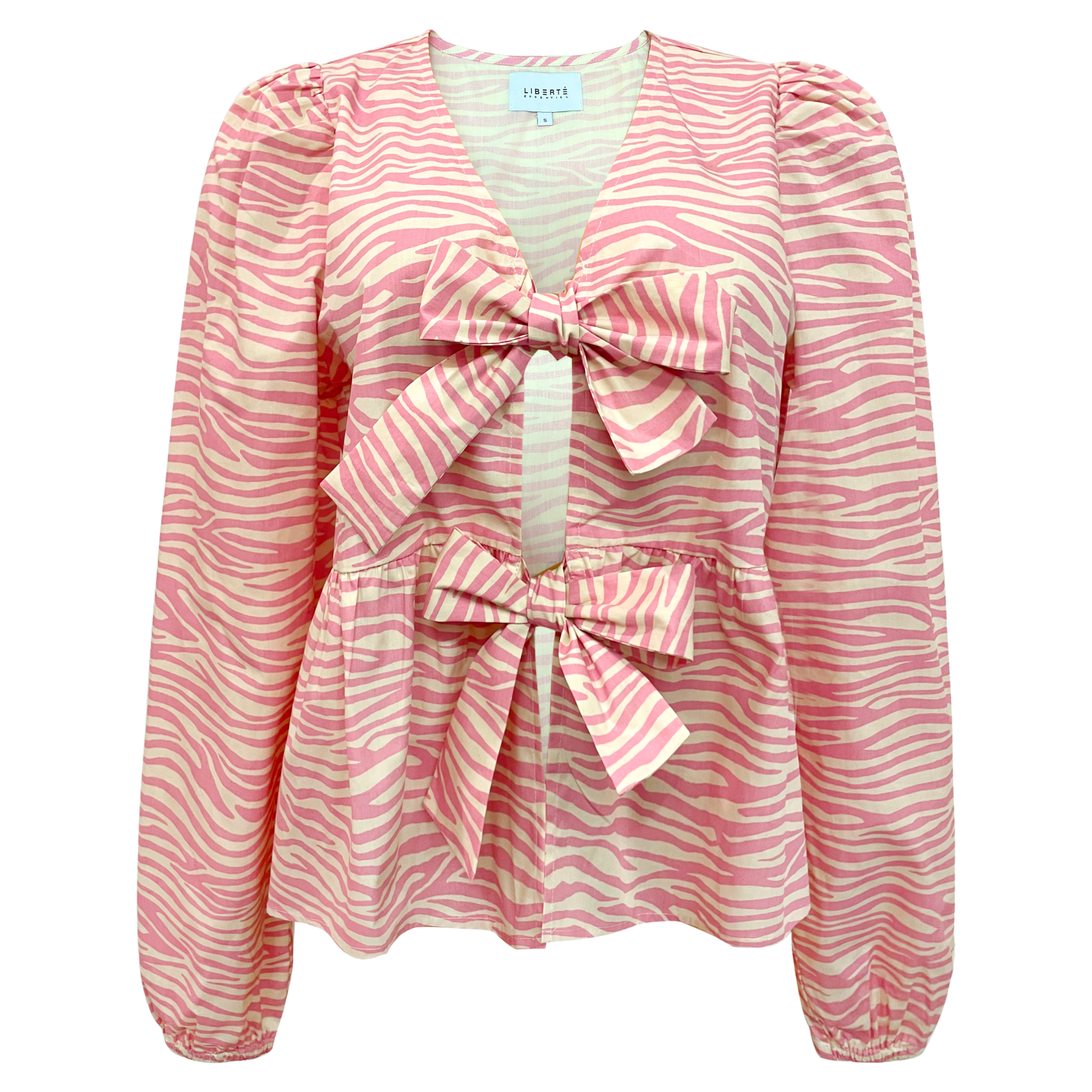 Liberté - Manni LS V-Neck Blouse, 22083 - Bubblegum Zebra