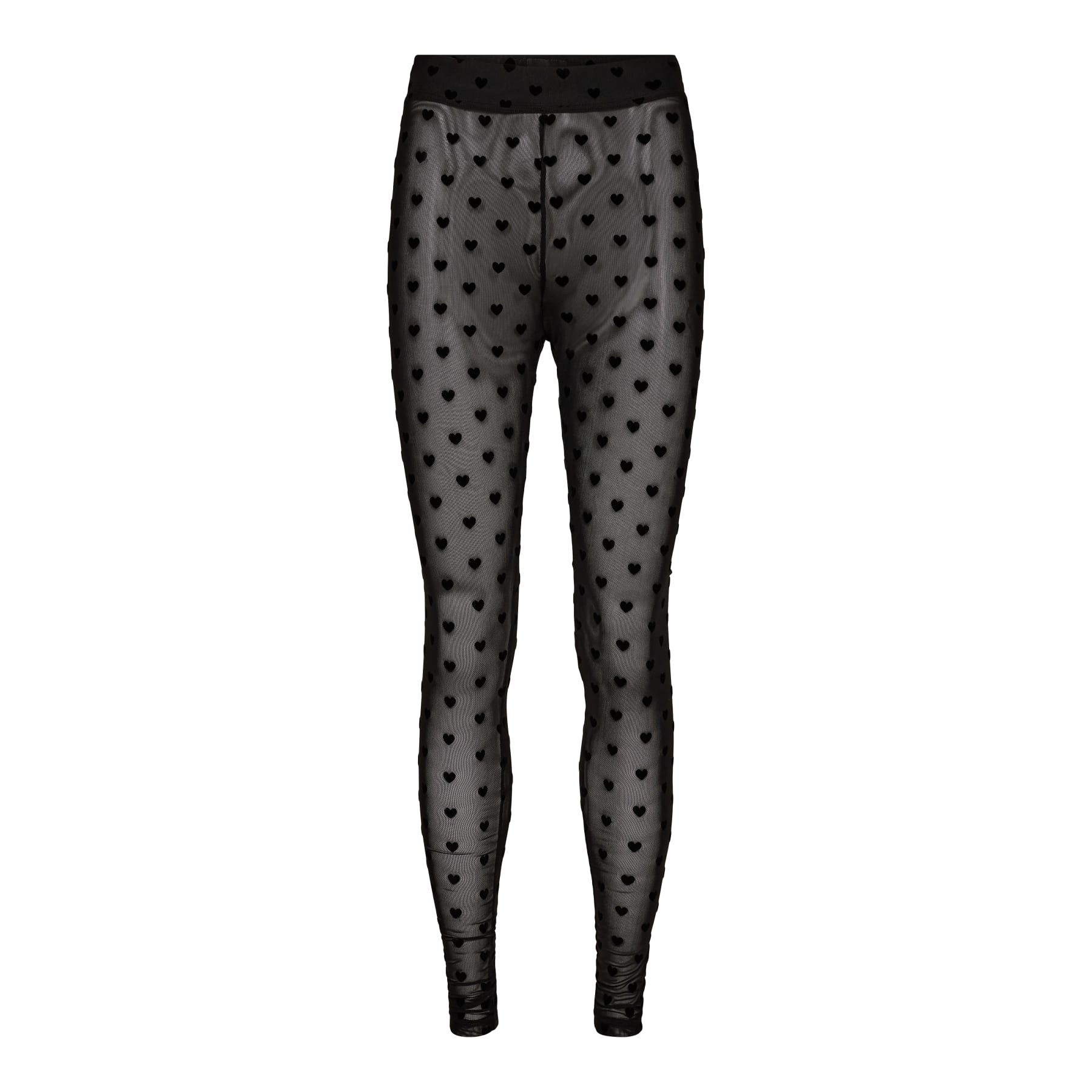 Liberté - Mesh Leggings, 22084 - Black Flock Hearts