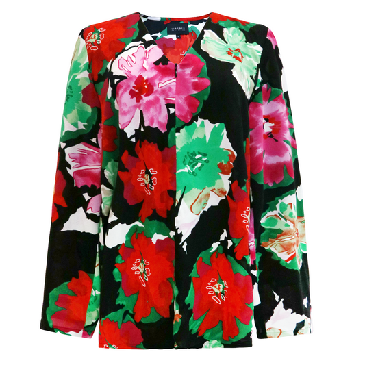 Liberté - Andrea Zip LS Blouse, 22096 - Black Big Flowers