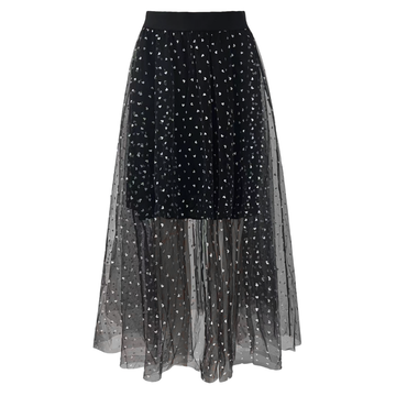Liberté - Tulle Heart Skirt, 22098 - Black Small Silver Hearts