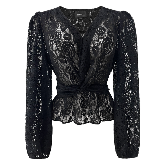 Liberté - Tiki LS Twist Blouse, 22120 - Black Lace
