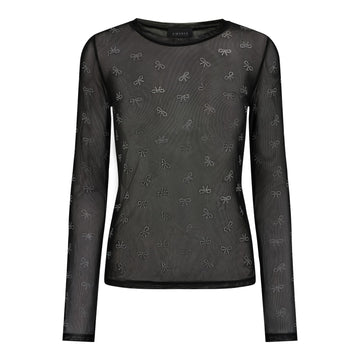 Liberté - Mesh LS Sparkle T-shirt, 22134 - Black Bow Diamond Dot