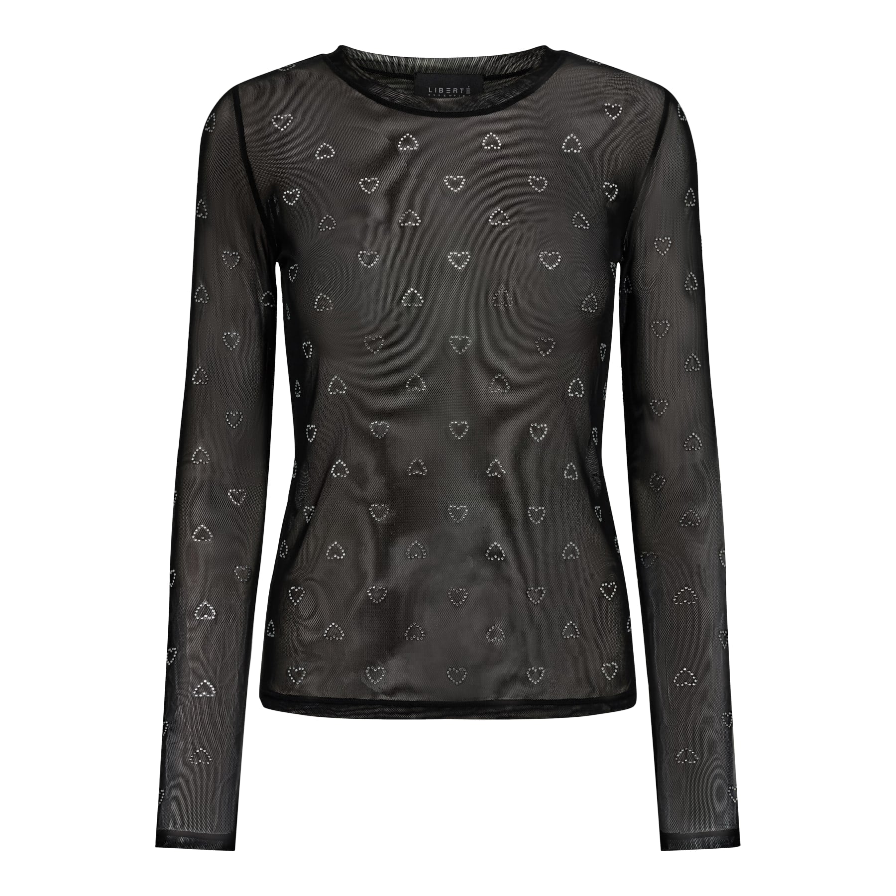 Liberté - Mesh LS Sparkle T-shirt, 22134 - Black Heart Diamond Dot