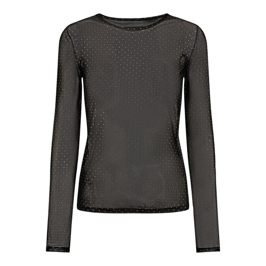 Liberté - Mesh LS Sparkle T-shirt, 22134 - Black Gold Dot