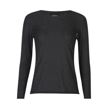 Liberté - Mesh LS Sparkle T-shirt, 22134 - Black Black Diamond Dot