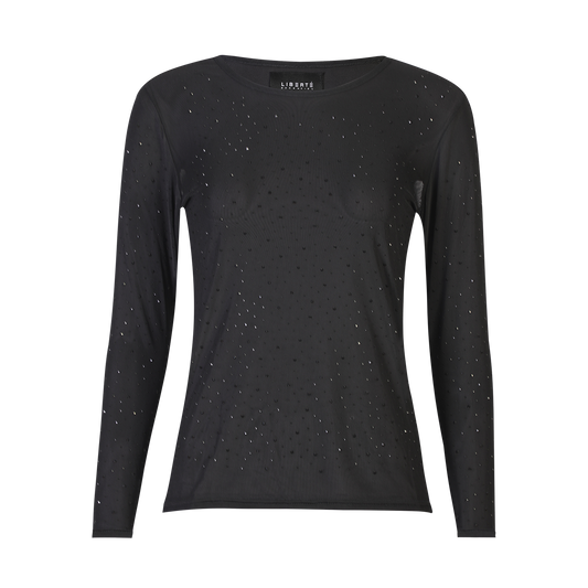 Liberté - Mesh LS Sparkle T-shirt, 22134 - Black Black Diamond Dot